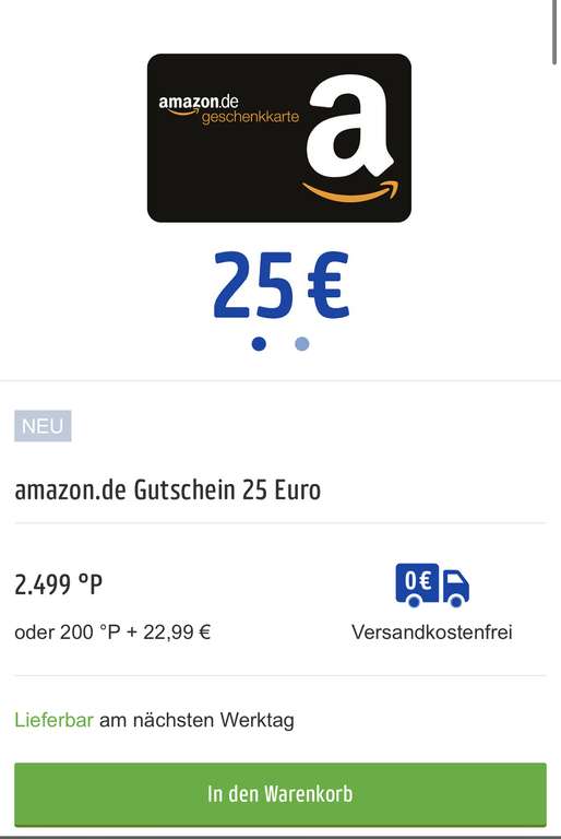 [Payback] Amazon Gutschein 25 Euro mit bis zu 8% Rabatt möglich