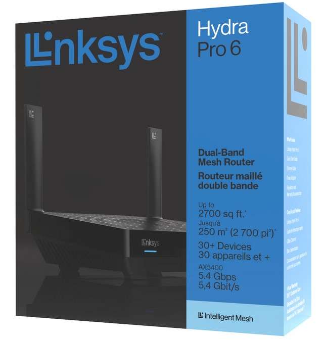 Linksys Hydra Pro 6 Dual-Band Mesh-WiFi 6-Router (AX5400) | 5,4 Gbit/s | bis 250m² WLAN-Abdeckung | für 4K-UHD-Streaming | bis zu 30 Geräte