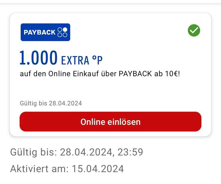 (personalisiert) 1.000 EXTRA Punkte auf Online Einkauf über PAYBACK ab 10€. (Freebie möglich)