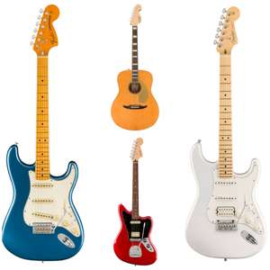 Fender Gitarren Sammeldeal (4), z.B. Fender Juanes Stratocaster MN Luna White Satin [Bax-Shop]