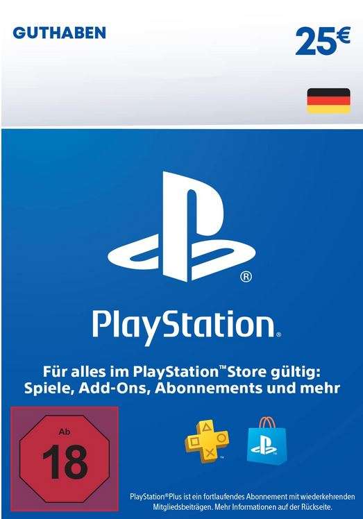 PlayStation Network Gift Card Guthaben 25€ PSN für 19€