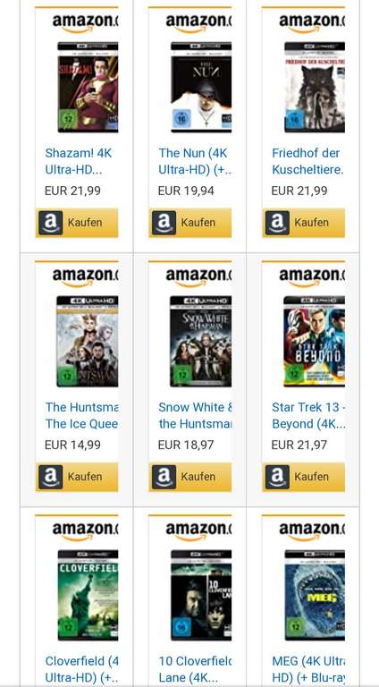 Amazon Blu Ray/ UHD/4K Blu Ray (2 für 1 Aktion Amazon)
