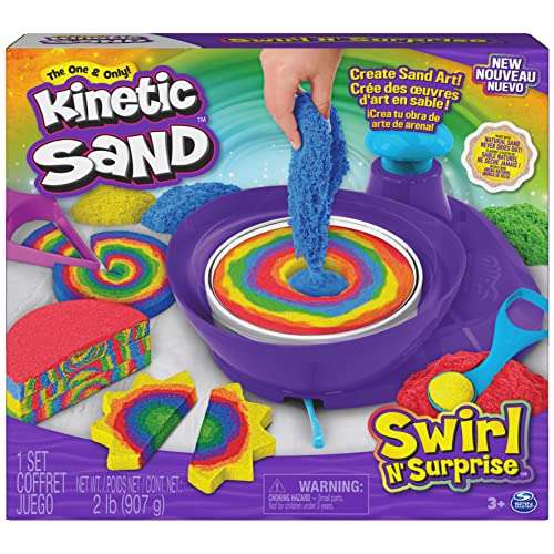 Kinetic Sand Swirl 'n Surprise Set - mit 907 g original Kinetic Sand in vier Farben und Drehscheibe für Muster, ab 3 Jahren (Amazon Prime)