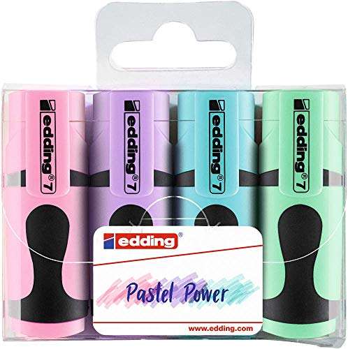 edding 7: Mini Textmarker Set - Pastell oder Neon - 4 highlighter pens - Keilspitze 1-3 mm - Textmarker klein für 1,99€ (Prime/Thalia Kc)