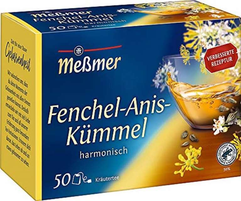 Meßmer Fenchel-Anis-Kümmel | 50 Teebeutel (2€ möglich) (Prime Spar-Abo)