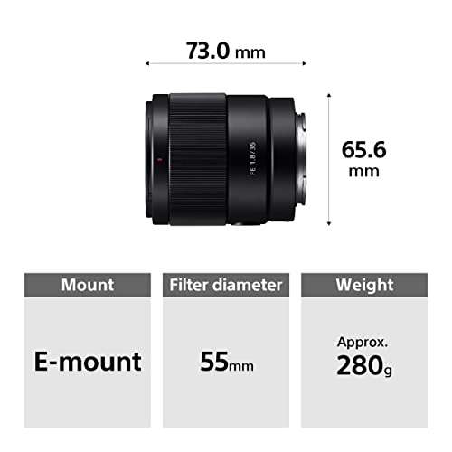 Sony SEL-35F18F Weitwinkel-Objektiv (Festbrennweite, 35 mm, F1.8, Vollformat, geeignet für A7, ZV-E10, A6000- und Nex-Serien, E-Mount)