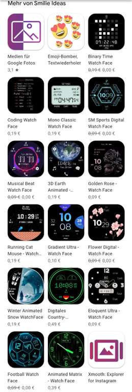 Binary Time / SM Sports Digital / Musical Beat / Football / Flower Digital - Watch Face [WearOS Watchface][Google Play Store]