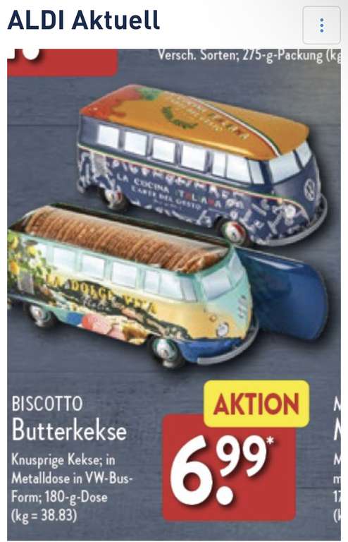 Aldi Nord Biscotti Butterkekse VW Bus Sammlerdose