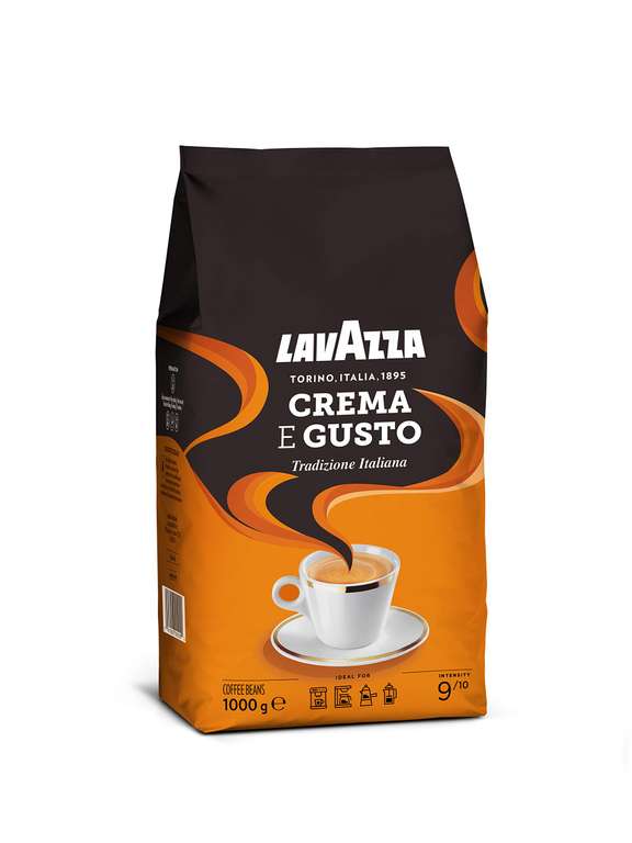 1 Kg Lavazza, Crema e Gusto Tradizione Italiana, Geröstete Kaffeebohnen, mit Würzigen Aromatischen Noten (Spar-Abo Prime)