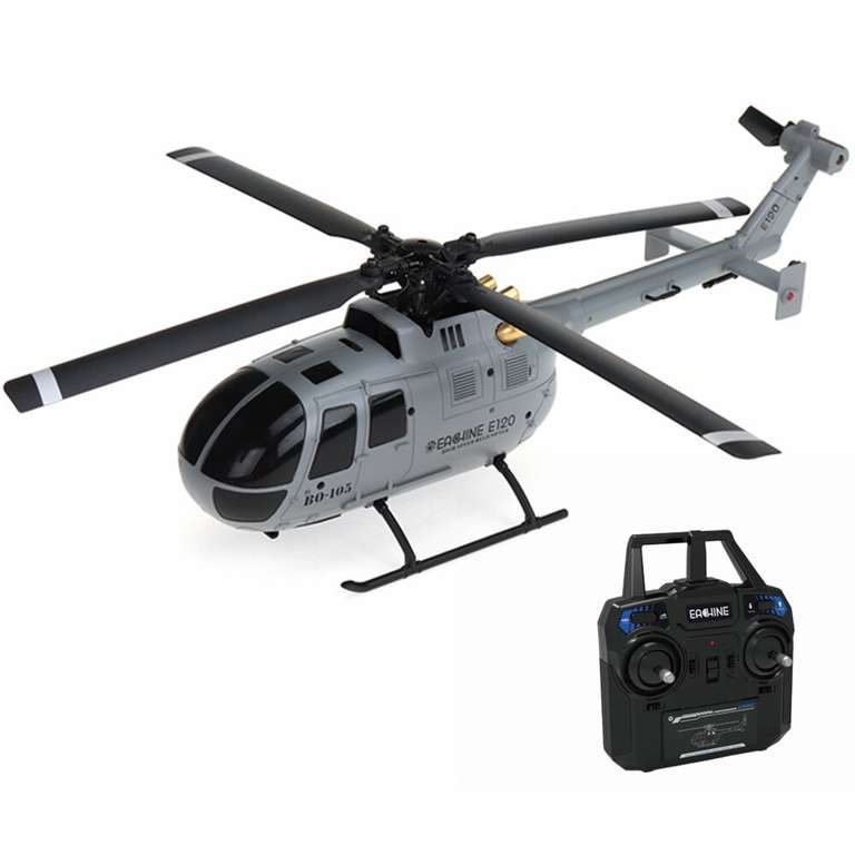 Eachine E120 BO 105 Ferngesteuerter Hubschrauber, 25 cm, RtF mit 1/2/3 Akkus 50,64/58,14/62,83 € - Anfänger-geeignet