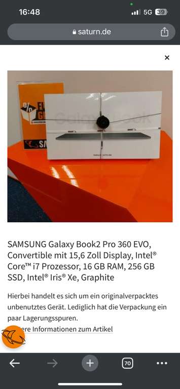 (Saturn Mainz) SAMSUNG Galaxy Book2 Pro 360 EVO