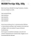 [Edeka App] 50% Rabatt auf Milram Porridge 160g, 400g