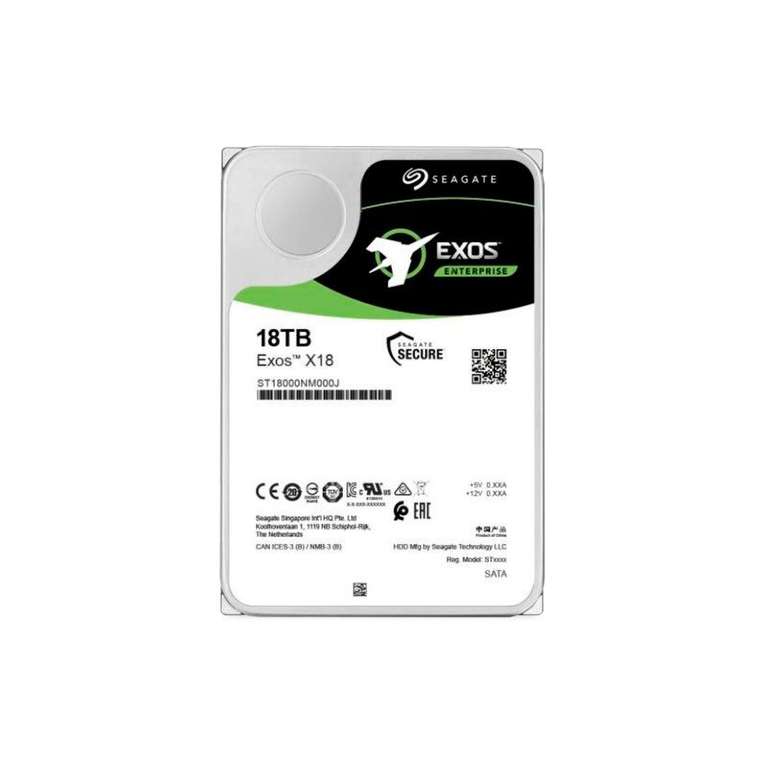 18TB Seagate Exos X X18 ST18000NM000J HDD Festplatte (7.200U/min, 256MB Cache, 3.5" (8.9cm), SATA 6Gb/s, CMR) [15,5 €/TB]