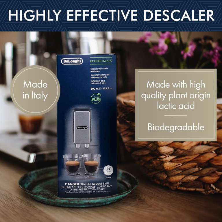 [Amazon Prime] De'Longhi Original EcoDecalk DLSC 500 – Entkalker für Kaffeemaschinen & Kaffeevollautomaten, Kalklöser für 5 Entkalkungen