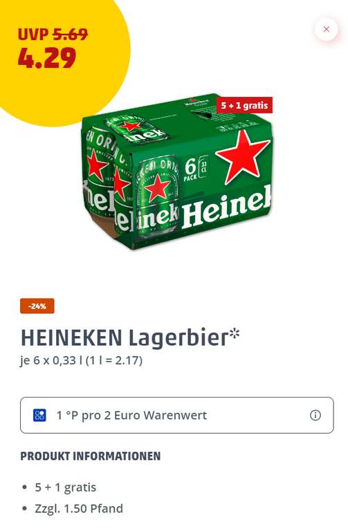 Heineken Lagerbier Dose 6x 0,33l