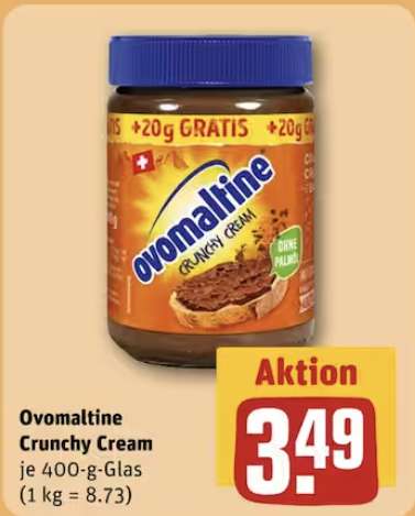 Ovomaltine Crunchy Cream +20g extra für 2,49€ (Angebot + Coupon)