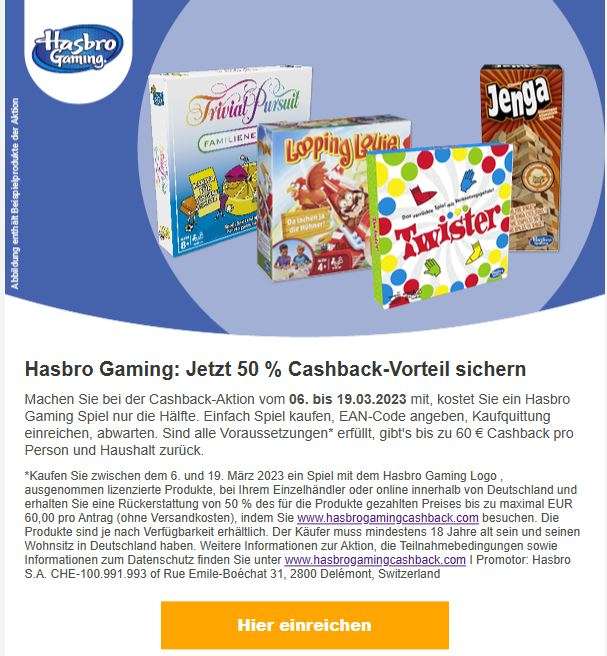 Hasbro Gaming: Jetzt 50 % Cashback-Vorteil sichern