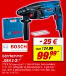 Bosch Professional Kombihammer GBH 2-21 720 W, 2 J, SDS-Plus-Aufnahme, inkl. 3 x SDS-Plus Bohrer und Koffer (mit TPG bei Bauhaus 87,99 €)