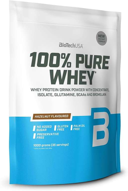 4x 1kg BioTechUSA 100% Pure Whey Protein (diverse Sorten, 17.61€/kg) | außerdem 250g Flavour Power Aromapulver für 8,01€