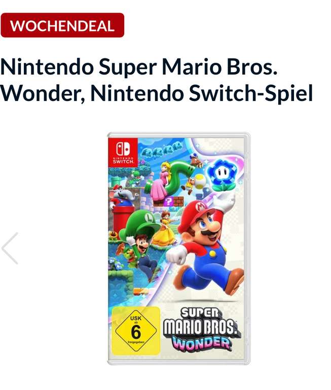 Super Mario Bros. Wonder Nintendo Switch-Spiel (CB) - 39,99 bei Abholung