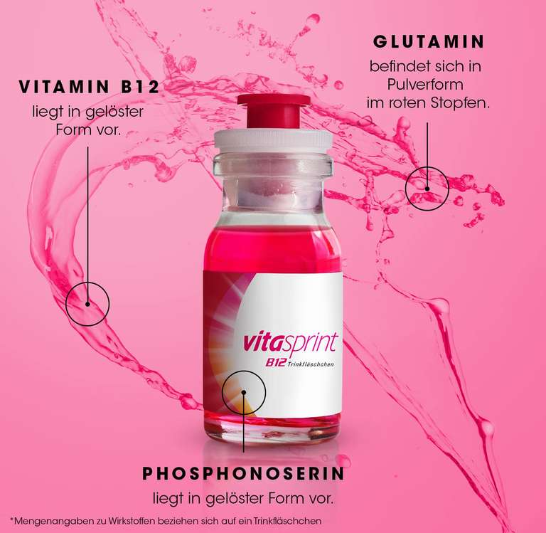 Vitasprint B12 Trinkfläschchen, 100 St. – Mit hochdosiertem Vitamin B12 und wertvollen Eiweißbausteinen - -10 Prozent möglich
