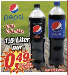 Posten Börse Pepsi Cola und Pepsi Max 1,5 Liter. für 49 Cent (Lokal Nord-West DE)