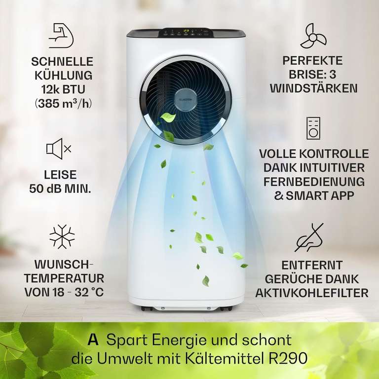 Mobile Klimaanlage "Klarstein Kraftwerk Smart 12K" 12.000 BTU, 3,4 kW, 35-59 m²