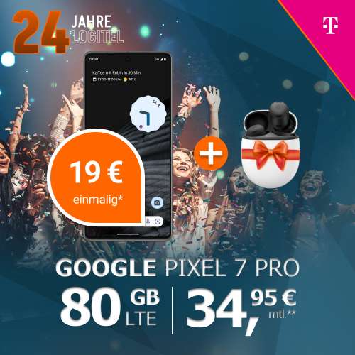 Telekom Netz, U28: Google Pixel 7 Pro & Pixel Buds Pro im MagentaEins Mobile M Allnet/SMS Flat 80GB 5G für 34,95€/Monat, 19€ Zuzahlung
