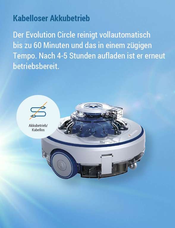 Poolroboter Evolution Circle Pro Akku + Bluetooth Headset