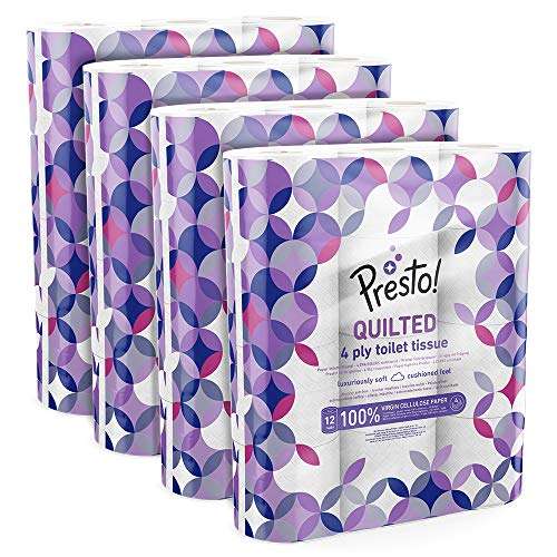Amazon-Marke: Presto! 4-lagiges Toilettenpapier, 12 Stück (4er Pack) Prime Sparabo Spar-abo