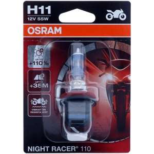 Osram Night Racer H11 (64211NR1-01B), Motorrad-Scheinwerferlampe, bis zu 110% mehr Helligkeit, bis zu 20% weißeres Licht etc.