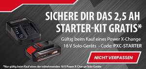 Einhell PXC Starter-Kit kostenlos gratis beim Kauf eines 18 V Power X-Change Solo-Geräte zb. Akku Heißklebepistole für 36,99