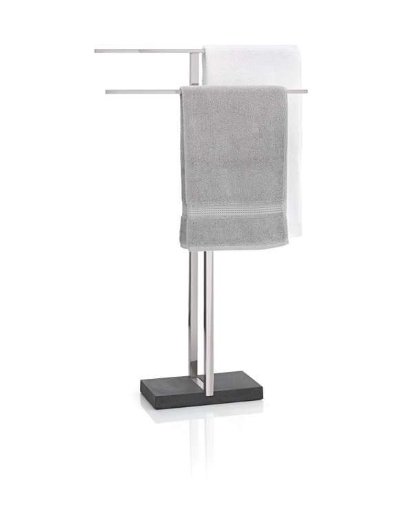 [Prime] Blomus „MENOTO“ Handtuchständer aus mattiertem Edelstahl (2 Handtuchstangen, einfache Montage, H / B / T: 86 x 50 x 16 cm, Silber)