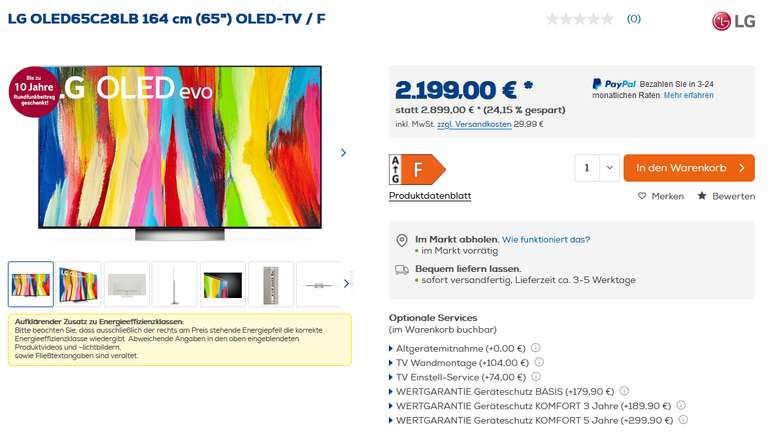 LG OLED TV C2 in allen Größen bei Euronics