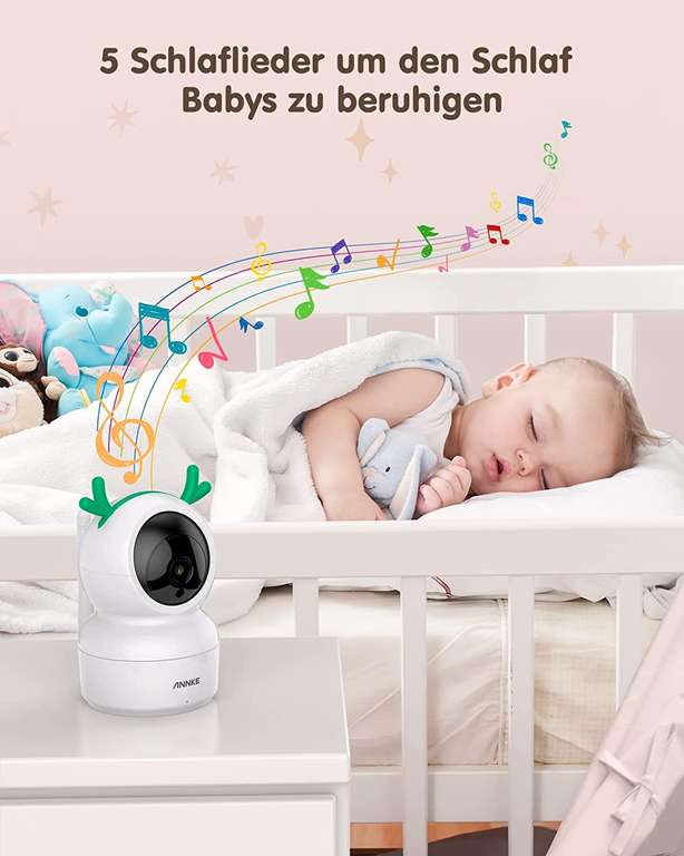 Annke Tivona Babyphone (Kamera 1080p, 5"-LCD 854x480, Funk-Direktverbindung, schwenkbar & neigbar, 2-Wege-Audio, Schlaflieder)