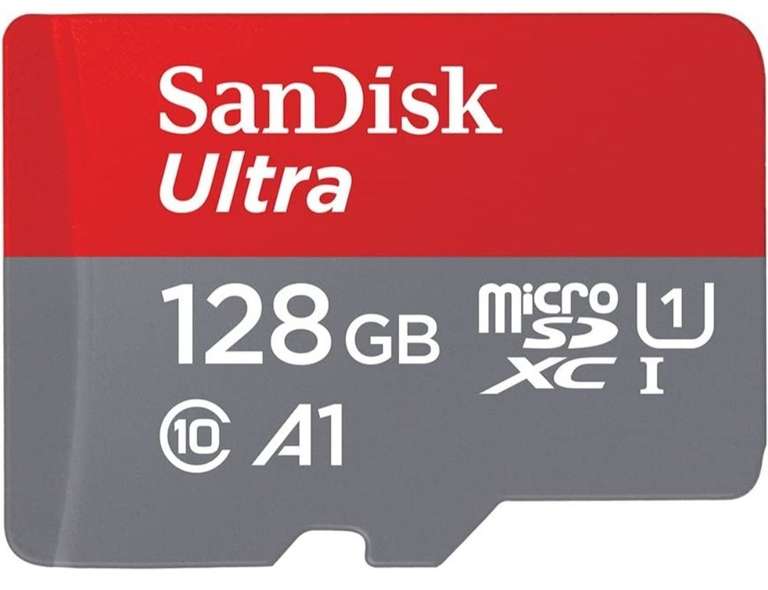 SanDisk 128 GB Ultra microSDXC-Speicherkarte+SD-Adapter. Bis zu 120 MB/s Lesegeschwindigkeit, Klasse 10, U1, A1 zugelassen (Prime)