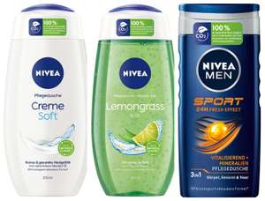 [Prime Sparabo] NIVEA Pflegedusche Creme Soft, Lemongrass & Oil oder Sport (250 ml)