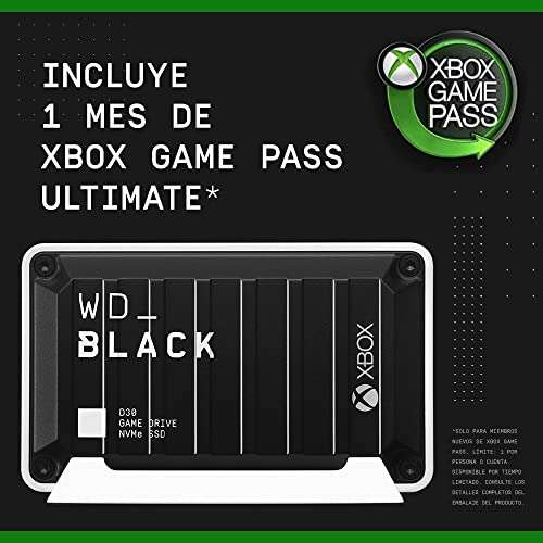 WD_BLACK D30 Game Drive for Xbox 2 TB (1 Monat Xbox Game Pass Ultimate, Übertragung mit bis zu 900 MB/s) Xbox Series X|S (Amazon.es)