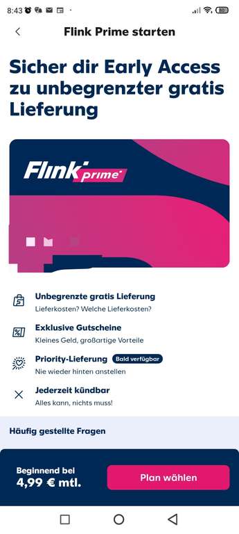Flink Prime Lieferflatrate personalisiert