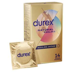 (Amazon /Prime) Durex Natural Feeling Kondome – Latexfreie Kondome aus Real-Feel-Material & mit anatomischer Easy-On-Form – 14er Pack
