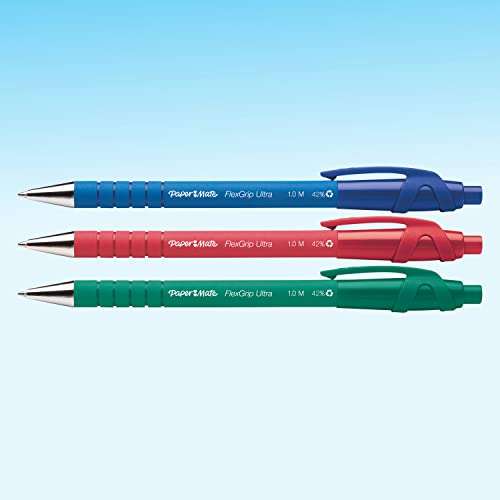 PAPER MATE Flexgrip Ultra-Kugelschreiber mit Kappe | mittlere Spitze (1,0 mm) | blau | 12er-Box