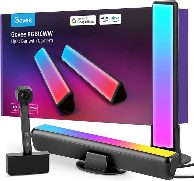 Govee DreamView P1 Smart LED Lightbar | RGBIC LED | für Bildschirme bis 45" | Kamera für Farbanalyse | Music Sync | Alexa / Google Assistant