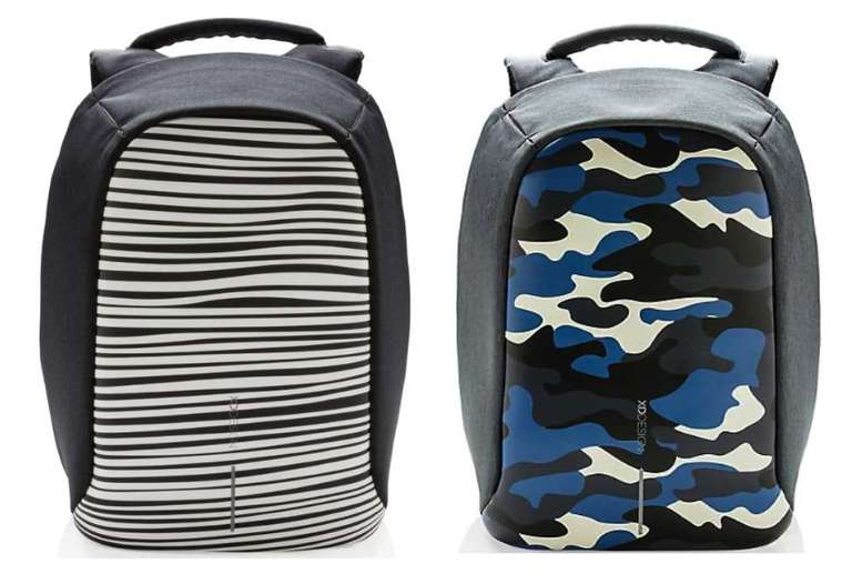 XD Design Bobby Original Anti-Diebstahl Rucksack in Zebra oder Camouflage (für 14" Laptops, mit USB-Port zum Laden, inkl. Regenschutz)