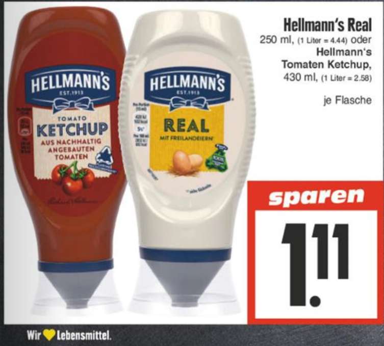 [offline] Edeka Hessenring Hellmann's Tomato Ketchup, 430 ml für 1,11 €