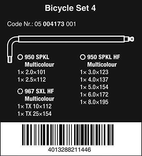 Wera Bicycle Set 4, Fahrrad Winkelschlüssel Satz, 9-teilig (Ama/Galaxus)