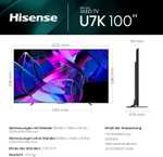 Hisense 100U7KQ Fernseher (100", 3840x2160, VA + Quantum Dots, Mini LED, 144Hz, 1000nits, 2x HDMI 2.1 & 2x 2.0, VIDAA U7)