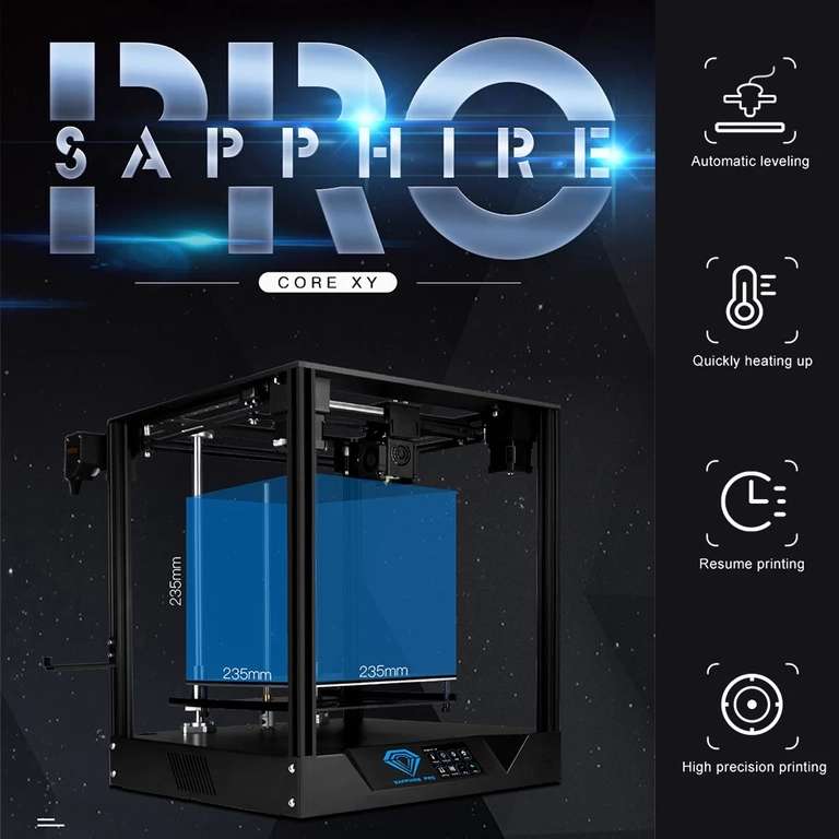 Two Trees Sapphire Pro CoreXY 3D-Drucker (bis 300mm/s, 3.5" Farb-Touchscreen, 235x235x235mm Druckfläche) zu neuem Bestpreis!
