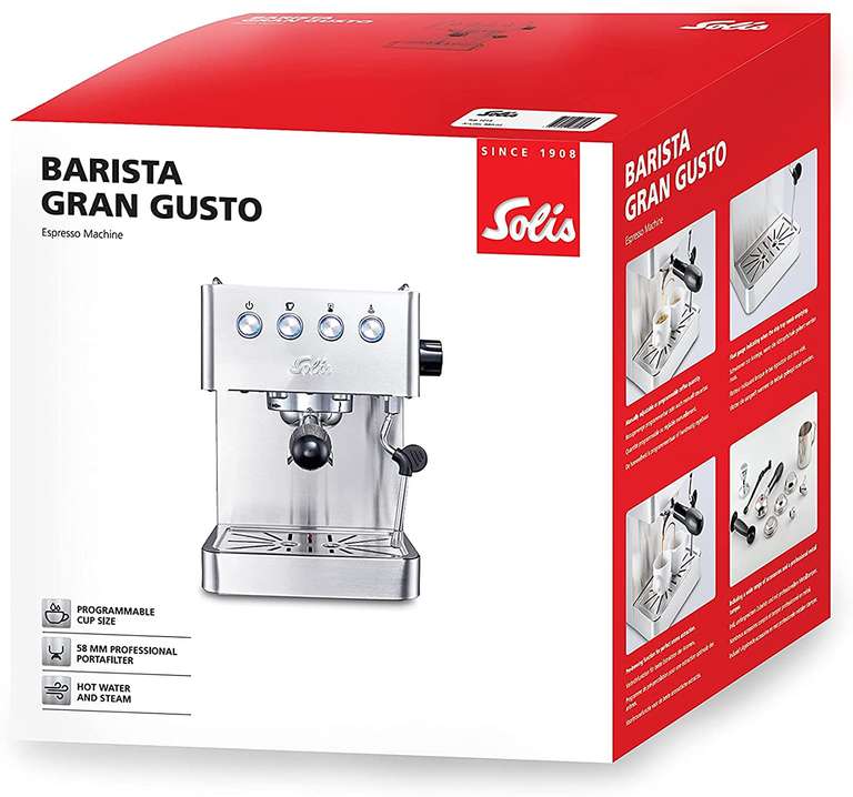 Solis 980.03 Barista Gran Gusto Siebträger Espressomaschine Kaffeemaschine Thermoblock PID-Regler 15 bar Edelstahl