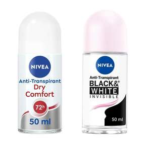 NIVEA Dry Comfort Deo Roll-On, für ein trockenes Hautgefühl,, 72h Schutz / Black & White Invisible Clear Deo Roll-On (Prime)