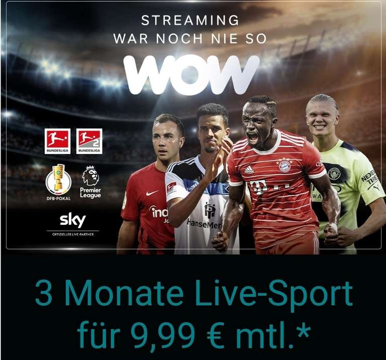 Wow Live Sport 3Monate für 9.99€ Payback mit 400P. Coupon eff. für 5.99€